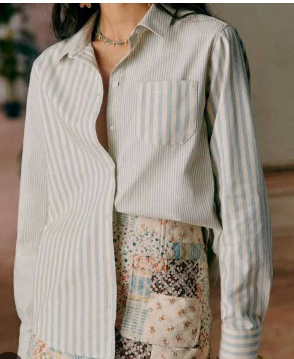 SEZANE TOMBOY SHIRT blue&white STRIPES SIZE 34 US 2